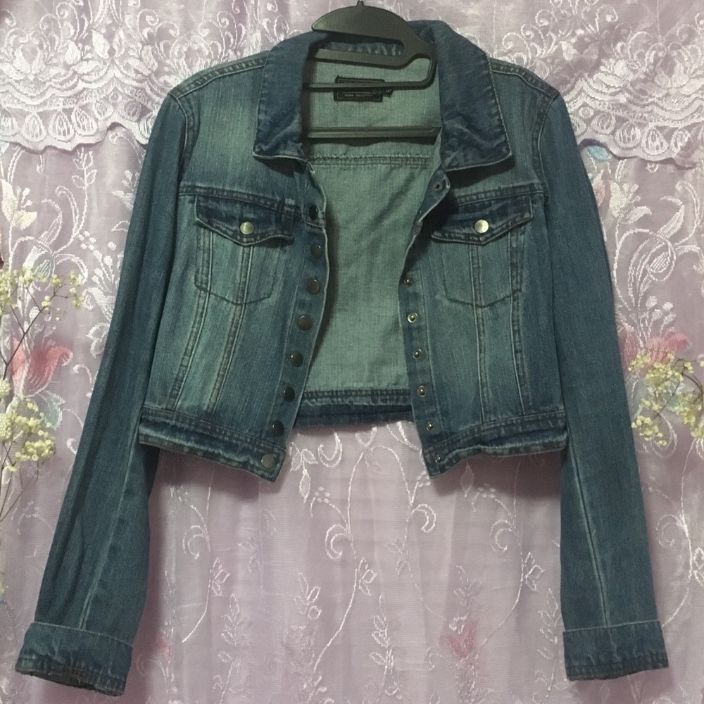 Blue Denim Cropped Jacket